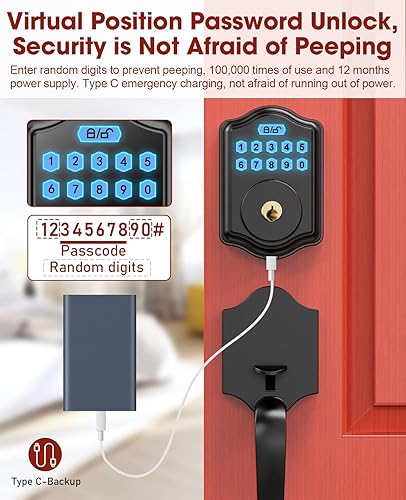 Miniatura 5 de Guardian - Cerradura electrónica para teclado con asa, color negro, 300 códigos PIN de desbloqueo