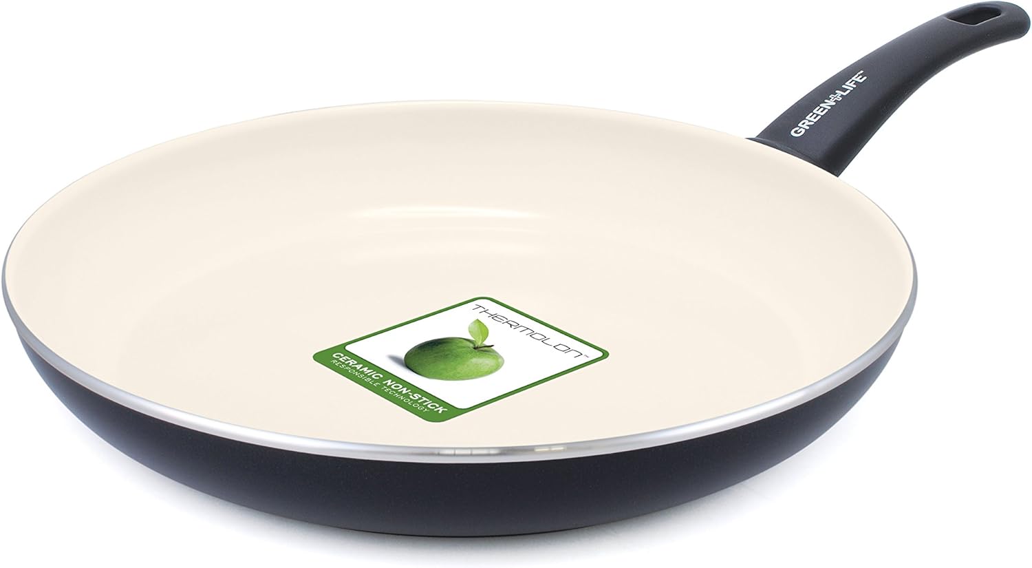 GreenLife Soft Grip 10" Ceramic Non-Stick Open Frypan, Black