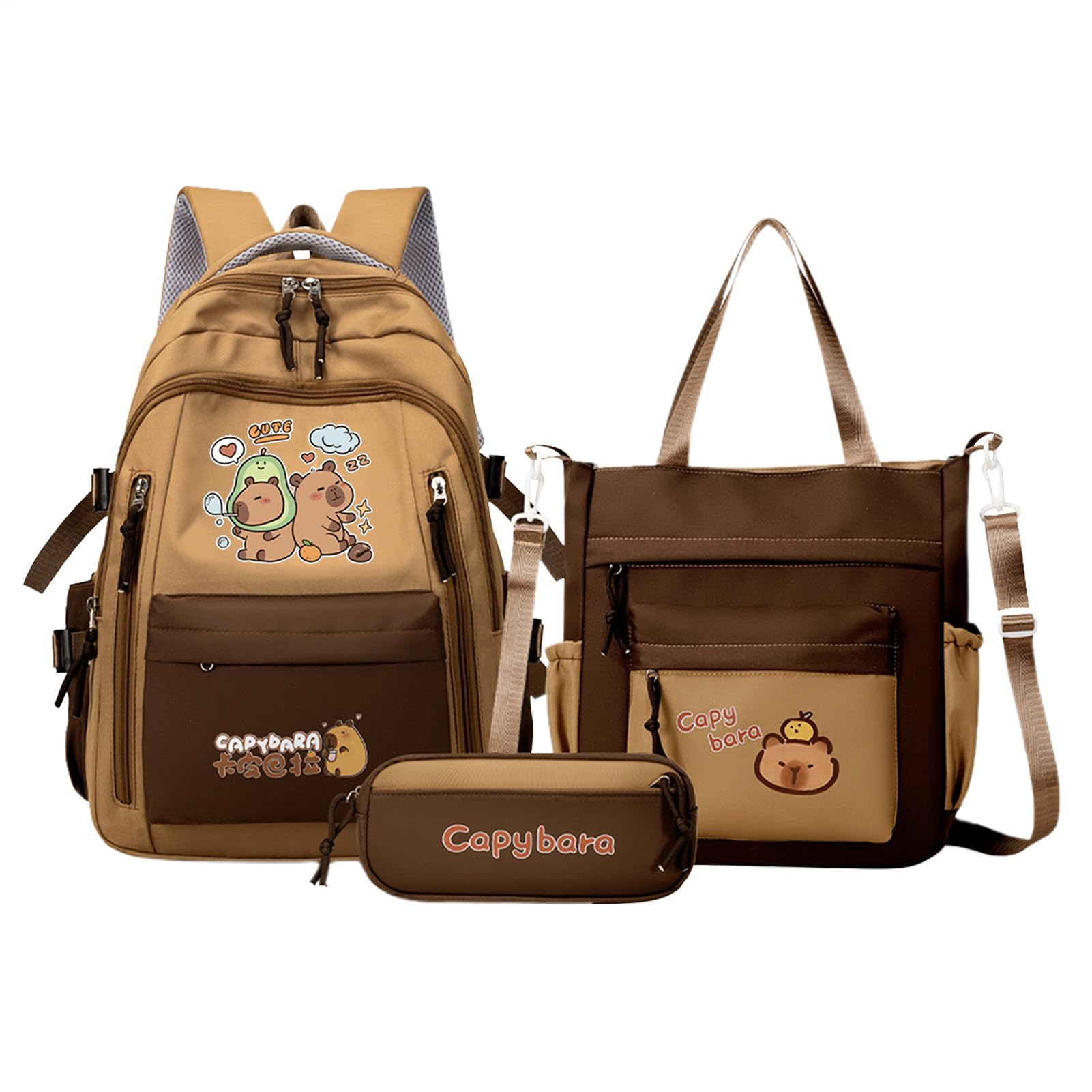 Sac à dos Capibara avec trousse et sac à main pour étudiants et école - 8