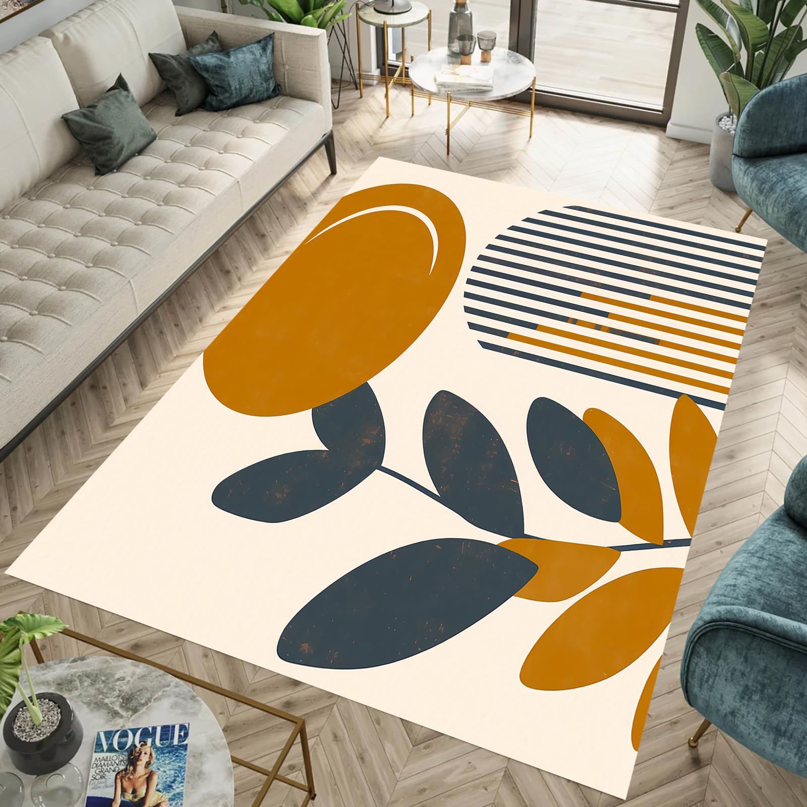 Tapis de sol pour la chambre et salon végétal Boho 3D