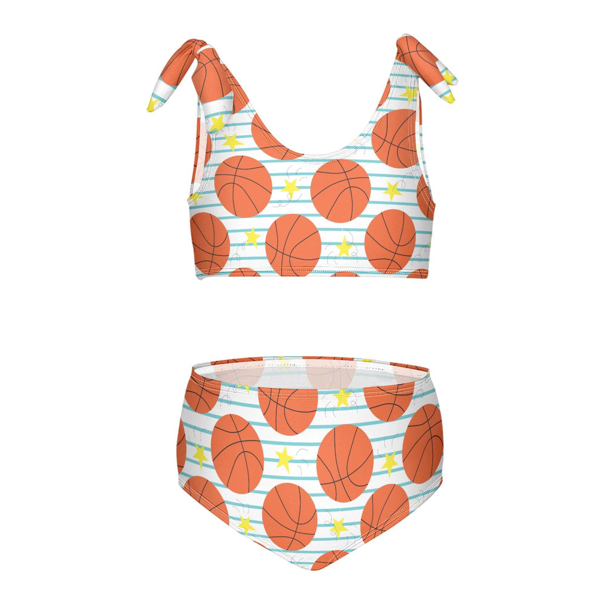 YYZZH Basketball Star Stripes Girls Bikini Sets 2 Piece Swimsuits Bathing Suit Swimwear