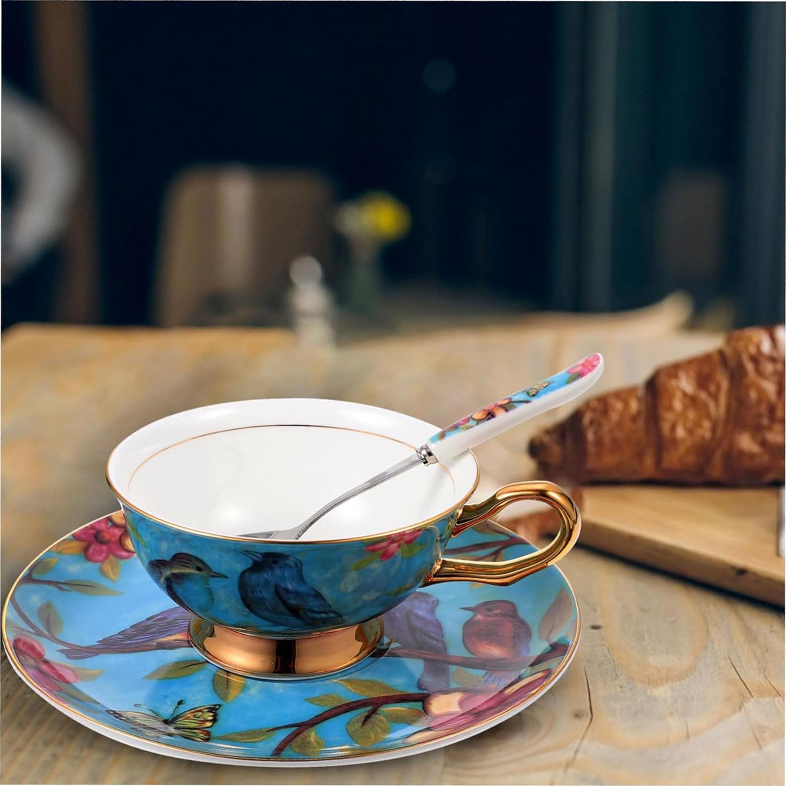 Tazza da tè 1 set di tazze da caffè in porcellana, set di piatti per ragazza in ceramica in stile europeo con manico e piattino, adatto per caffetteria, ristorante Tazza di caffè