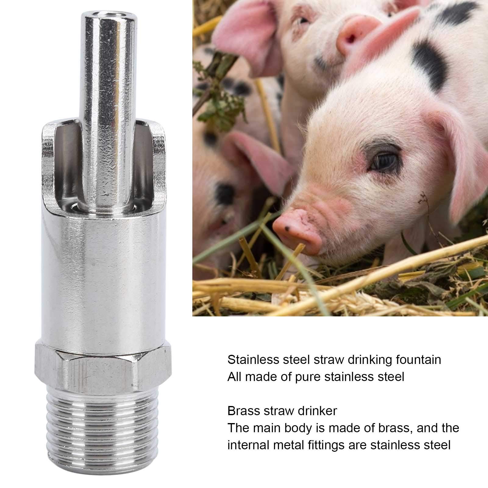 Bebedero automático de Boca de Cerdo de 10 Piezas, Tipo Paja Bebedero automático para Cerdos de Gran Flujo de Agua Fuente de Beber para Cerdos Accesorio para bebederos Alimentación(Acero Inoxidable)