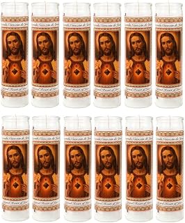 Sacred Heart of Jesus Religious Candle, Devotional, Vigil, Novena, Prayer, Saints, Candles, White, 12pk (2 Cases)