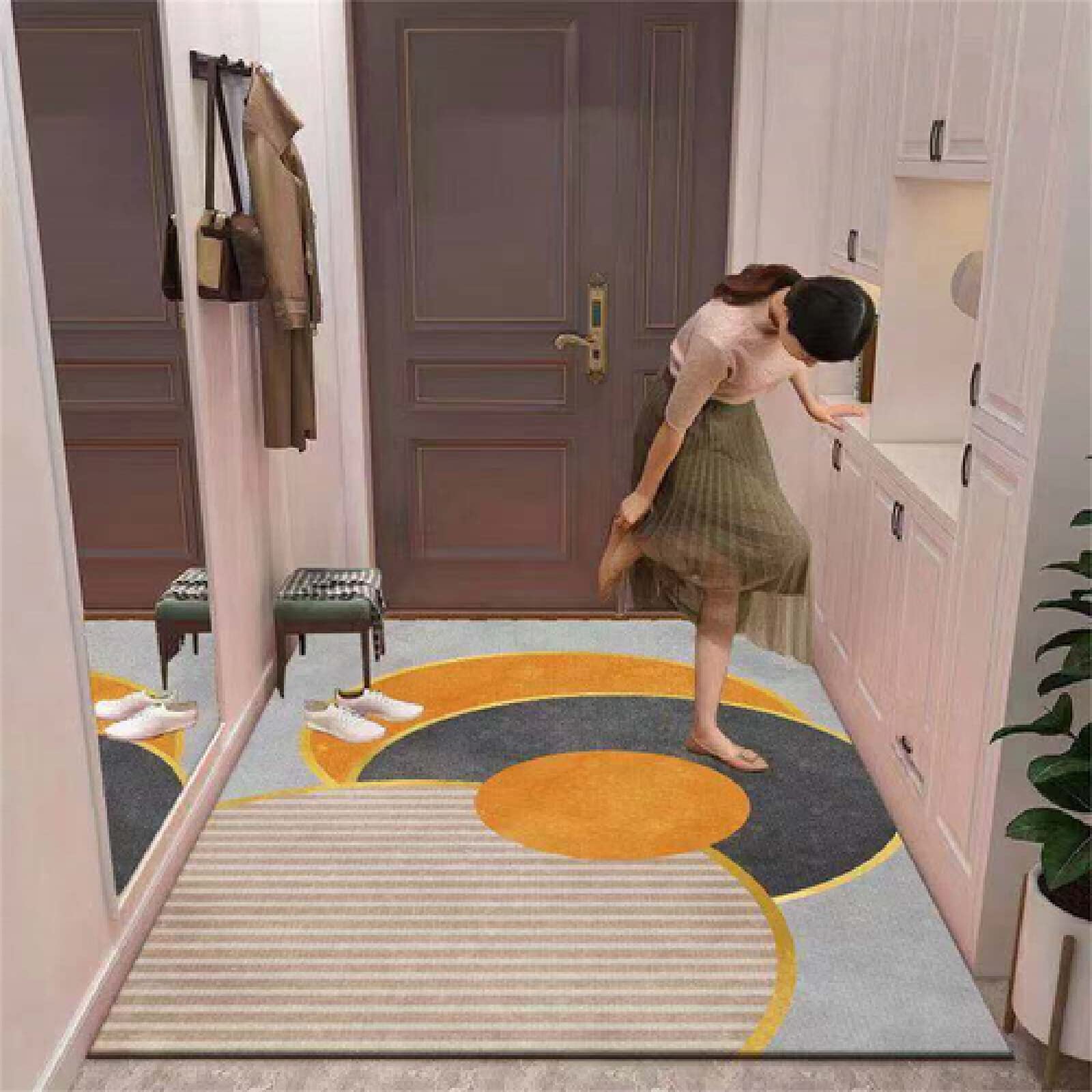 Tapis parc bébé et salon doux gris orangé 180x200cm pour des moments de complicité
