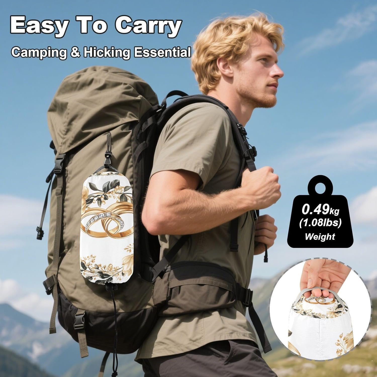 ALAZA Wedding Ring Wreath Camping Hammocks Single or 2 Person 500 lbs Portable Parachute Travel Hammock w/Tree Straps for Hiking Backpacking Indoor Outdoor