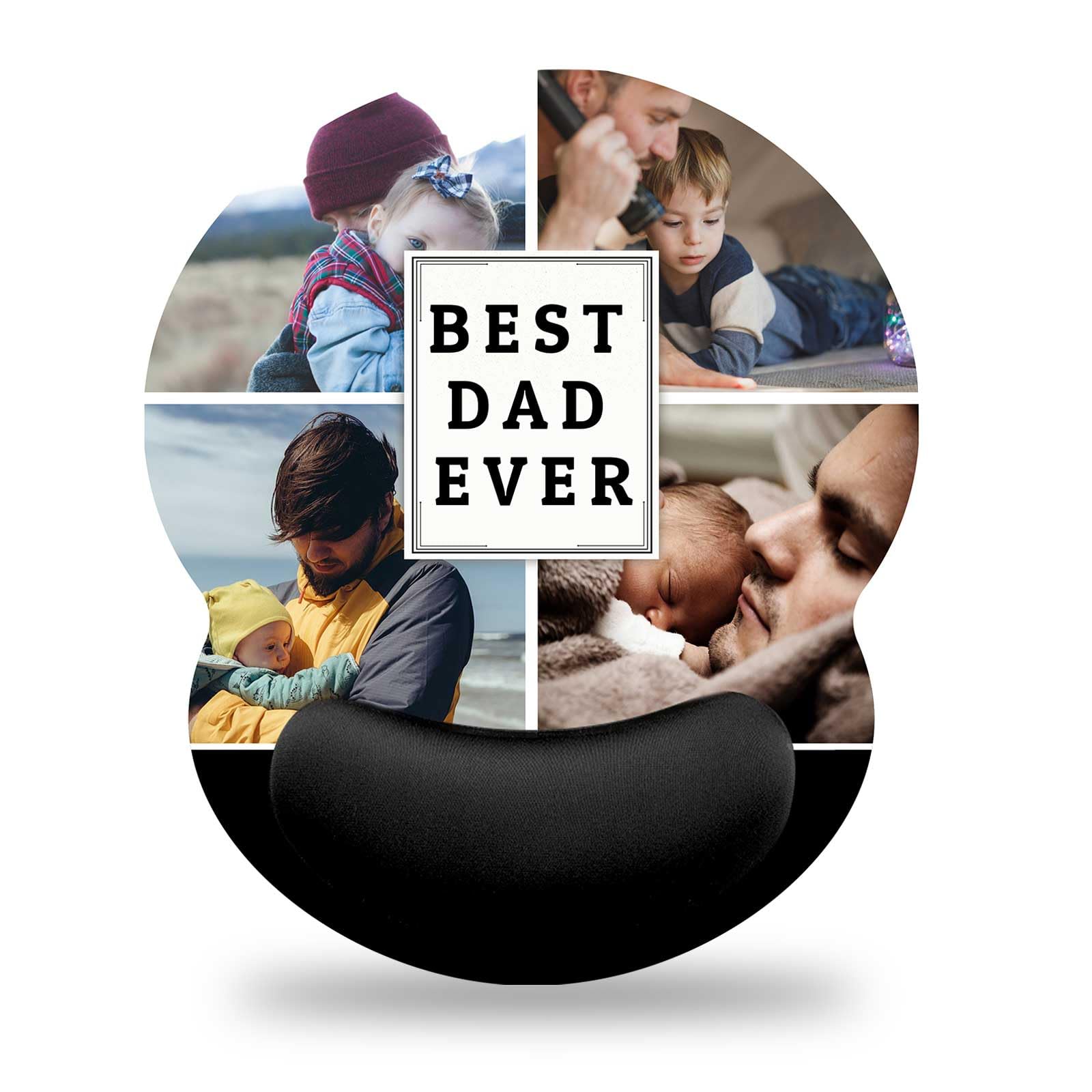 Naispanda Personalised Mouse Mat with Memory Foam Rest Custom Mouse Pad with Wrist Support (Round-S, 4 Photos-2)