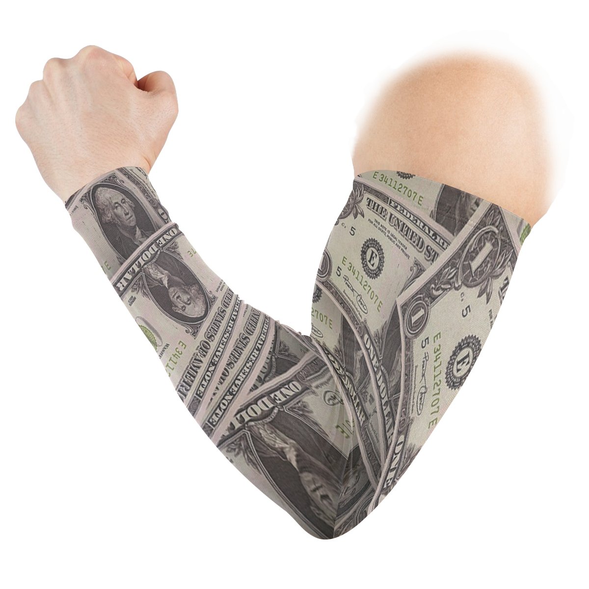 CHLBOJ Cool USA Money Dollars Design Compression Arm Sleeves 1 Pair - 2 Sleeves Youth & Adult Sizes Football Baseball Basketball Cycling Tennis