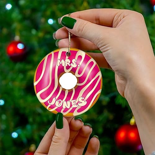 Miniatura 4 de Cheyan Funny Custom Name on Donuts Christmas Porcelain Ornament Home Decorations Christmas Pendants Kids Christmas Tree Hanging Ornament