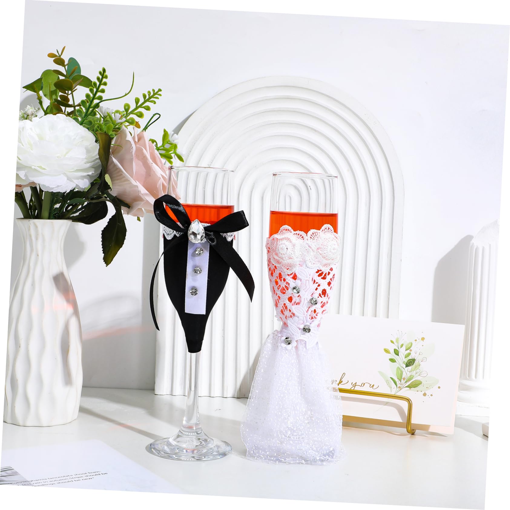 Juego de Copas de Brindis de Boda de Vidrio, 1 Set Elegante