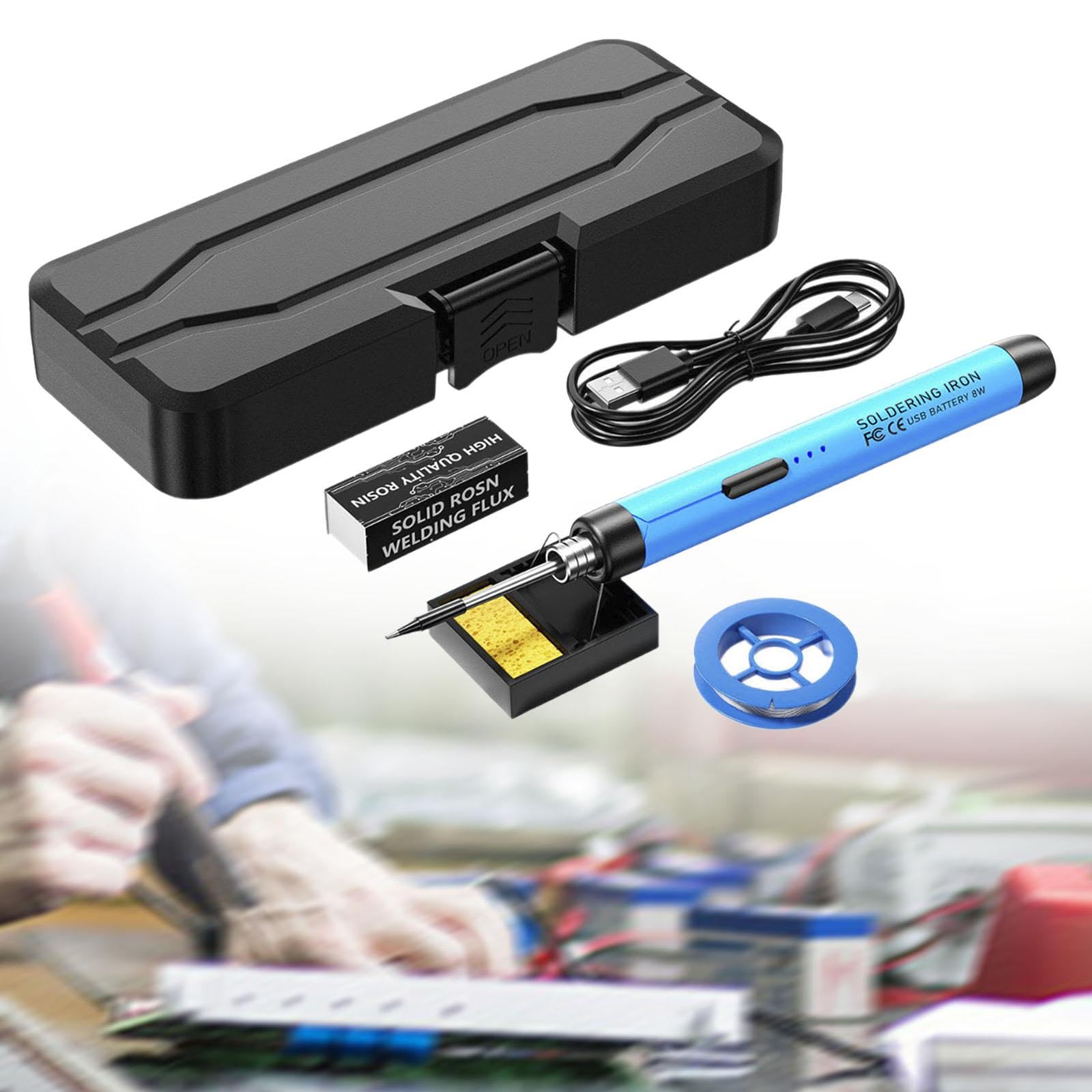 Soldador Eléctrico USB Portátil, Calentamiento Rápido, Ligero, Herramienta de Soldadura, Mantenimiento Inteligente, Azul
