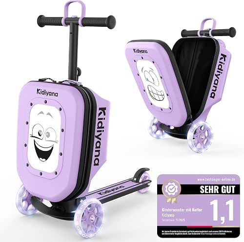 Kidiyana Valise Trottinette 3-en-1 Enfant (roues LED)