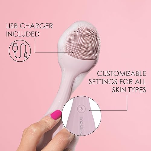 Miniatura 8 de JAPONESQUE SKINTherapy Limpiador facial sónico rejuvenecedor, dispositivo de limpieza impermeable recargable con cepillo de silicona, levanta,