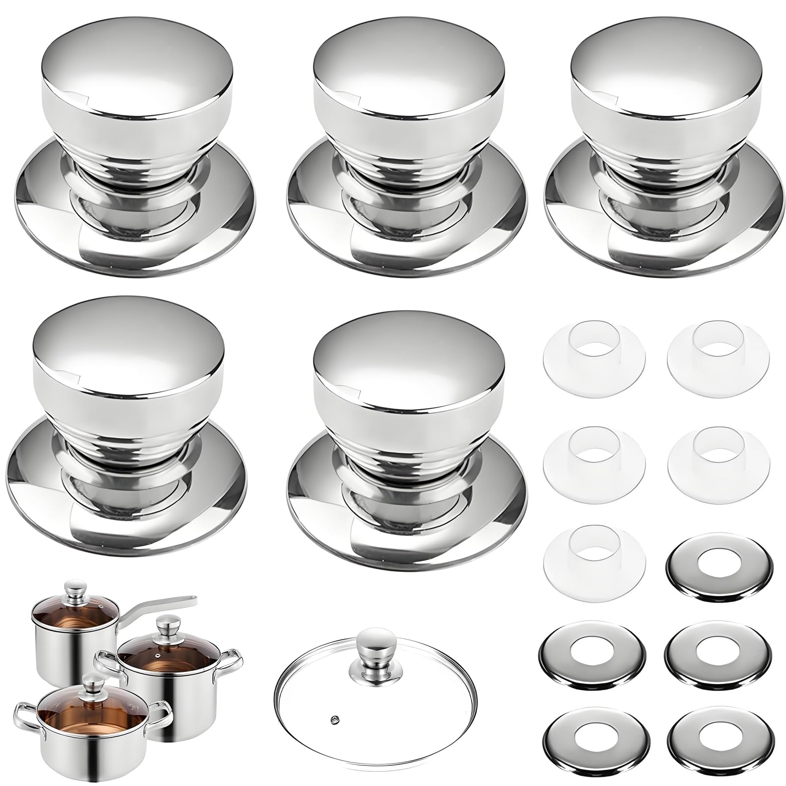 5 Stück Topfdeckelgriffe, Topfdeckel Griff Edelstahl, Topfdeckel Griff Zum Schrauben, Bakelit Deckel Griffe, Deckelgriff Hitzebeständig, Für Topfdeckels, Ersatzknöpfe, Kasserolle