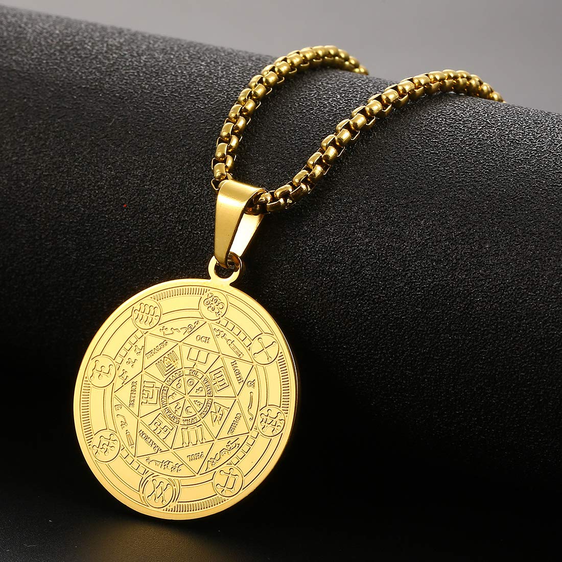 Naszyjnik z medalionem talizmanem, pieczęć 7 aranges talizman pentagram, amulet Salomona