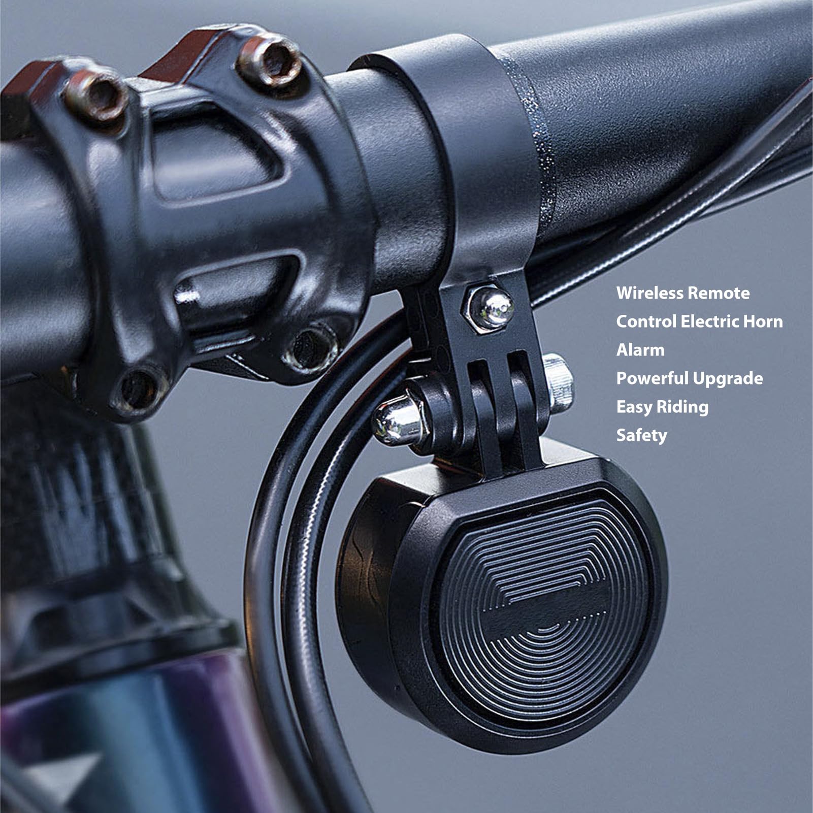 Clacson Elettrico per Bicicletta con Telecomando, 80-130 dB, Ricaricabile 300mAh, Impermeabile IPX6, Allarme Antifurto, Installazione Rapida