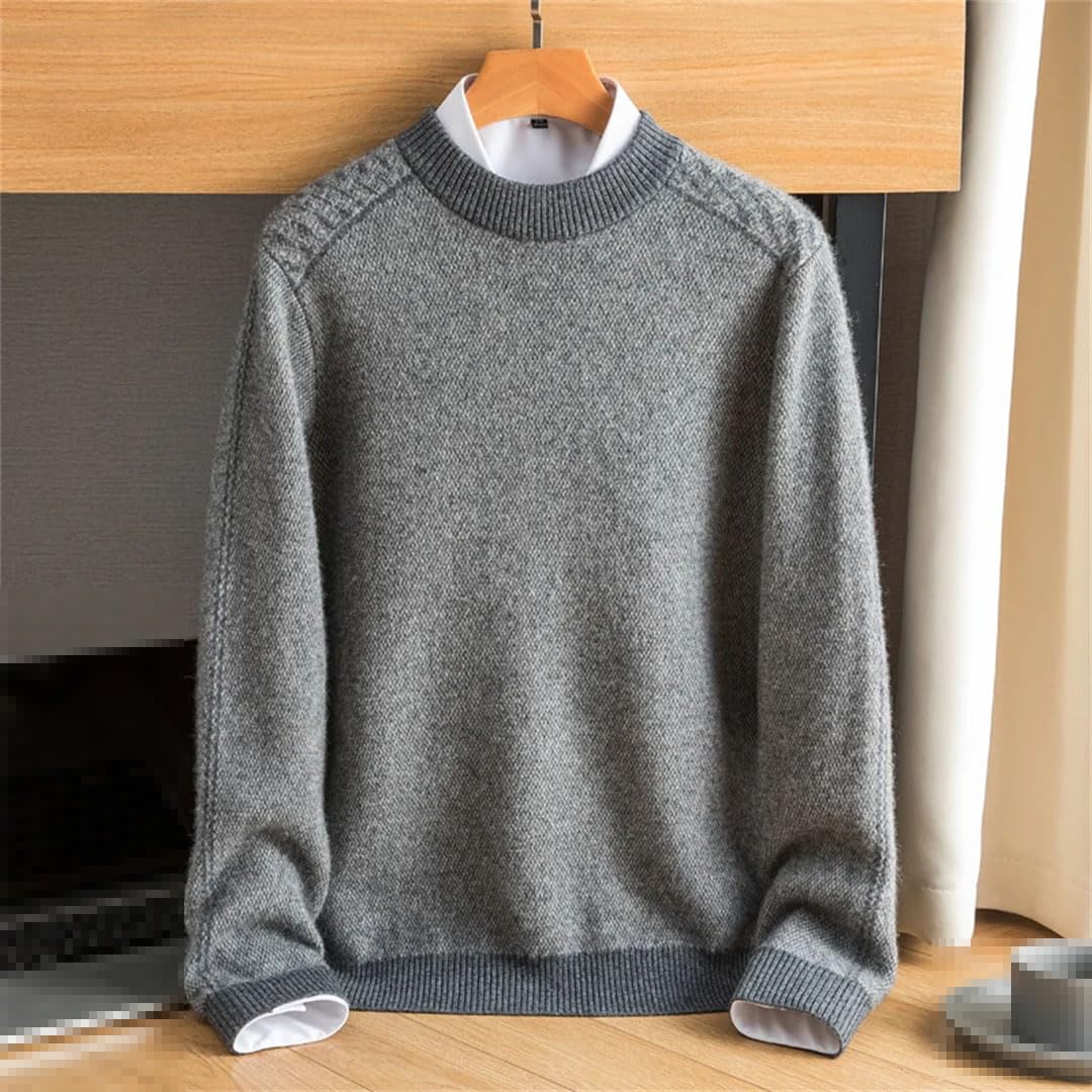 Vogrtcc Maglione da Uomo in Cashmere Ispessito Lavorato A Maglia con Scollo Tondo