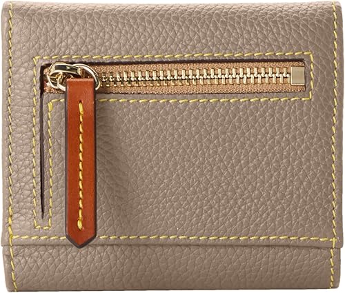 Vista 4 de Dooney & Bourke Billetera, billetera pequeña con solapa para tarjetas de crédito, color gris pardo, gris topo, Cartera pequeña para tarjetas