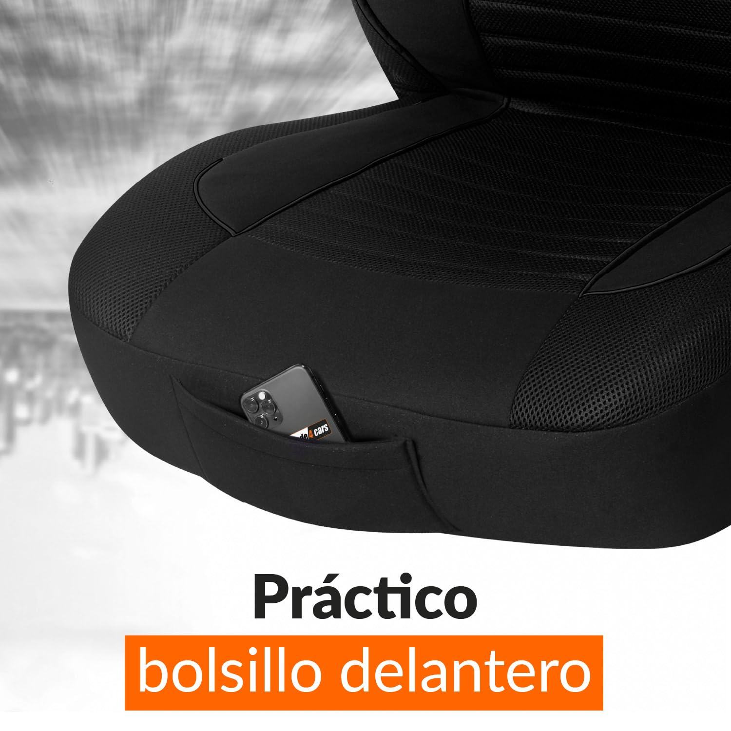 Upgrade4cars Fundas Asientos Coche Universales Negro | Cubre Universal | Protector de Asiento Delantero para Delantero y Trasero | Accesorios Interior Decoracion