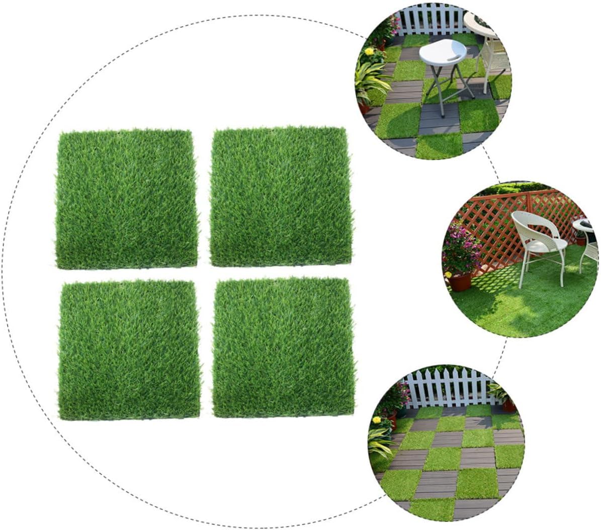 MERRYHAPY 4Pcs Artificial Grass Turf Mat Simulated Grass for Garden Decoration Use Durable Fake Grass Pad for Festivals and Home Layouts