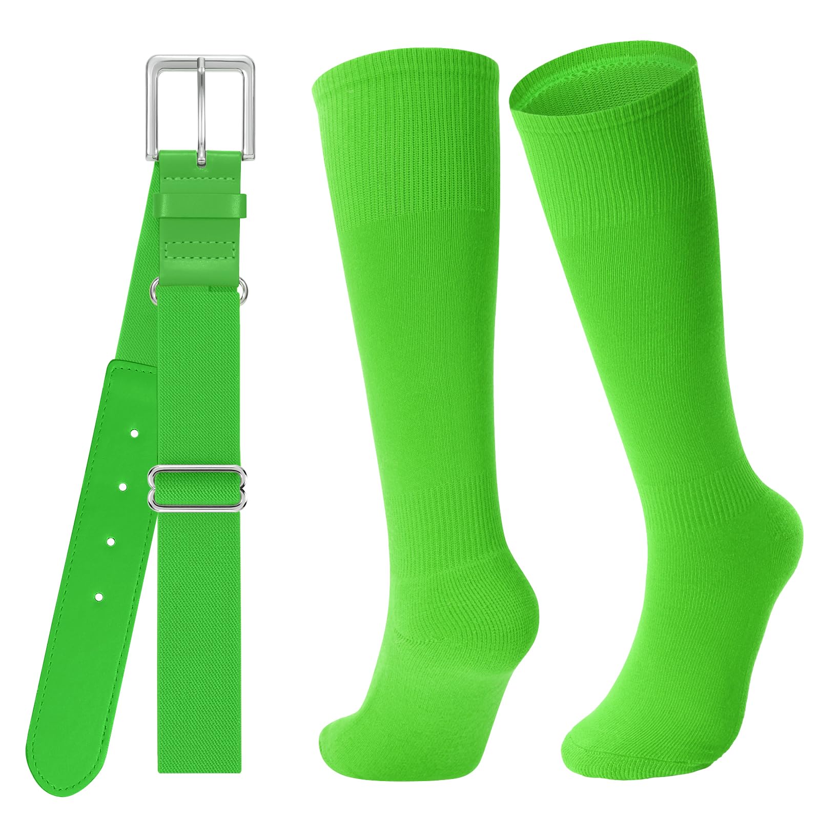 JASGOOD Baseball Socks and Belt for Youth Adult Softball Socks and Belt Combo Elastic Belt for Men