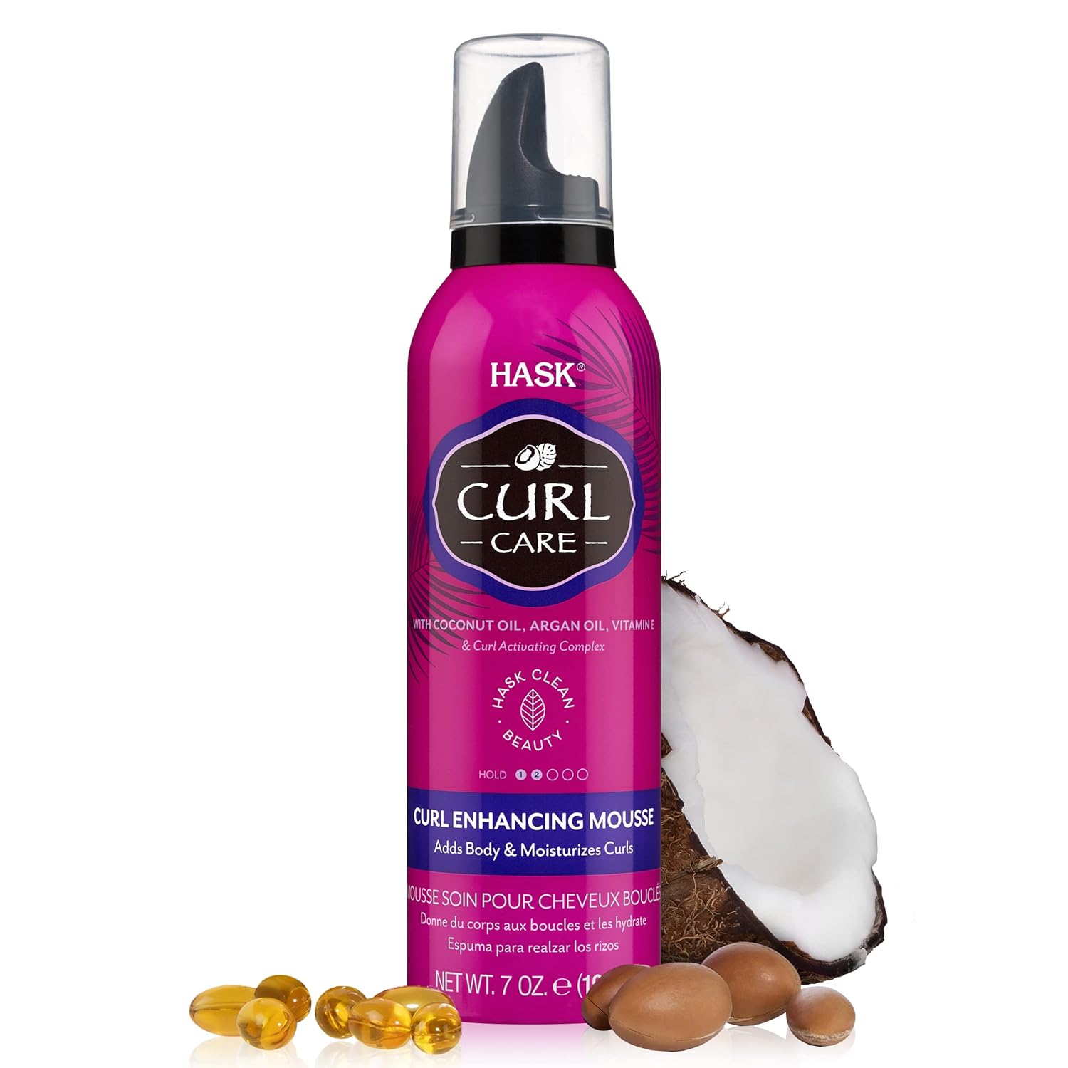 HASK Curl Care Curl Enhancing Mousse - Vegan, Color Safe, Gluten-Free, and Sulfate-Free Formula