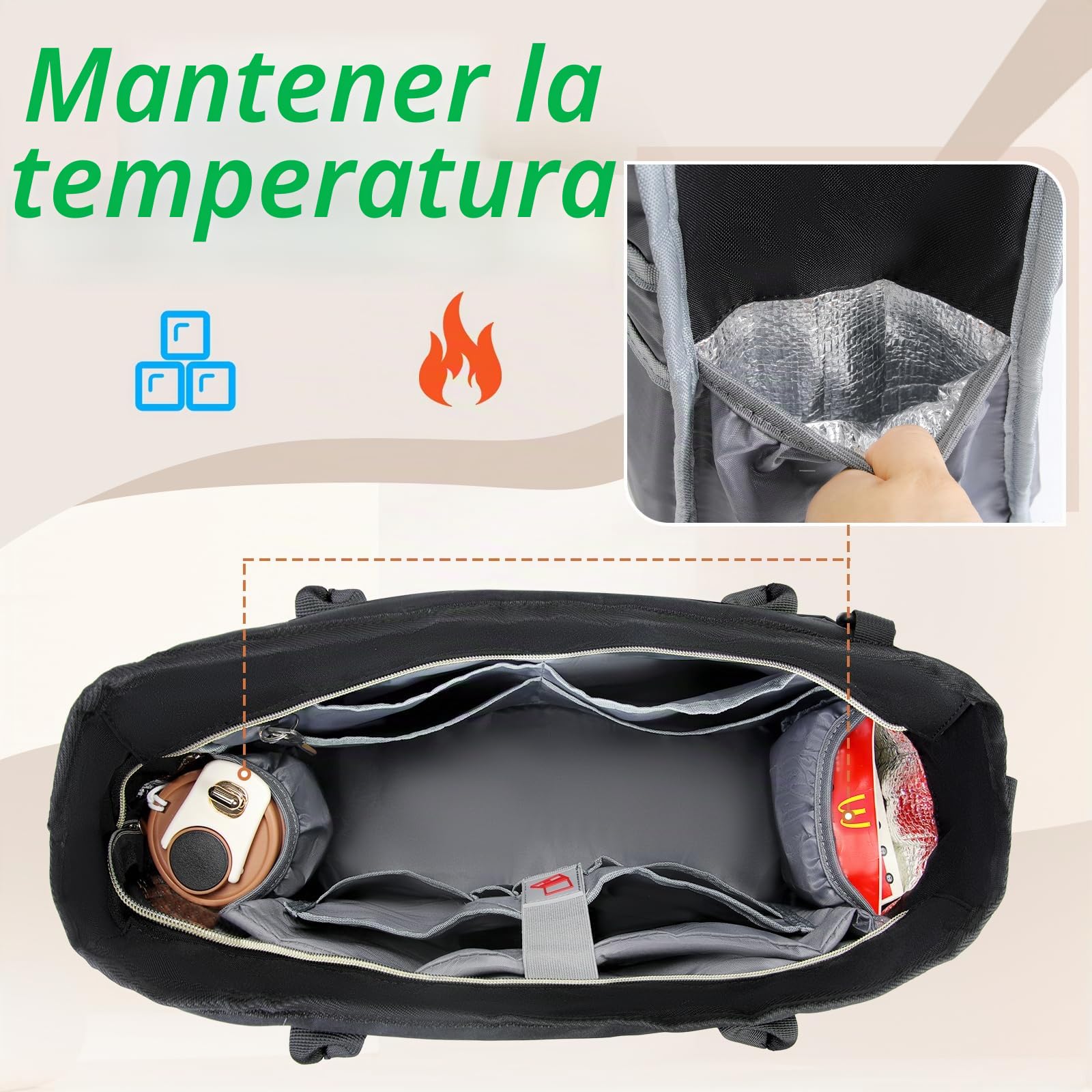 RAINSMORE Maletin Portatil 15,6 pulgadas Mujer Grande Bolso Profesora con Compartimentos Aislantes Bolsa de Trabajo para Enfermera Oficina Universidad Shopper