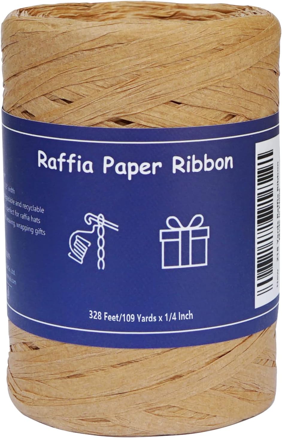 HAMUIERS Raffia Ribbon for Gift Wrapping, Packing Paper Twine String, Craft Ribbon for Crochet - 1/4'' Wide, 109 Yards