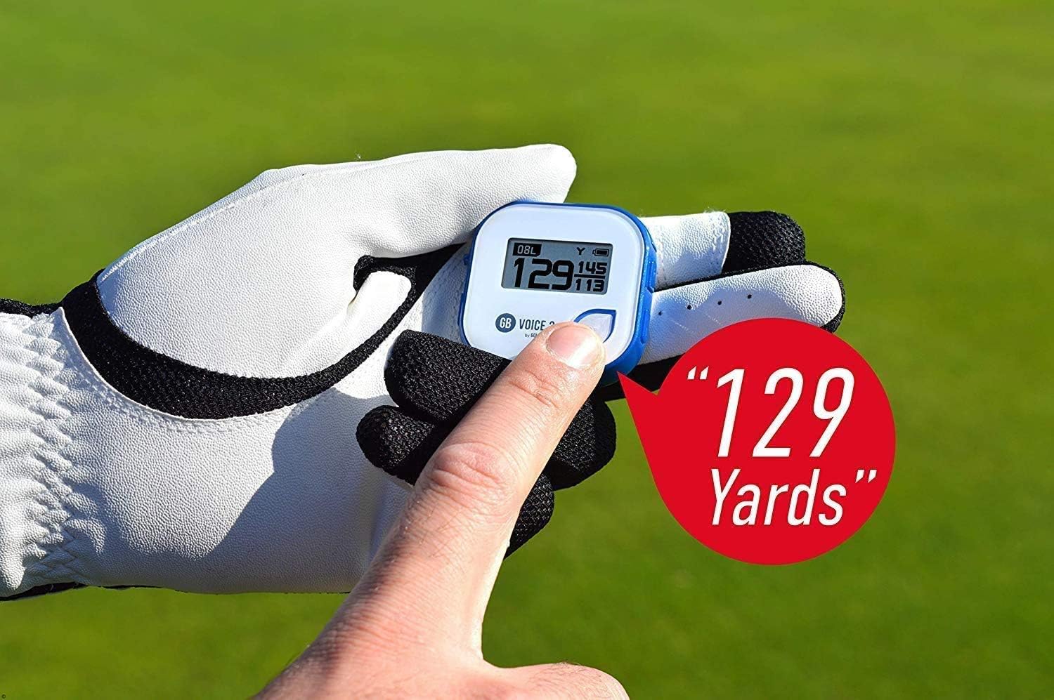 GolfBuddy Clip on Voice 2 Golf Navigation GPS for Hat/GPS and Laser Rangefinder, 14 Hours Battery Life, Water Resistant with Lifetime Free Courses and Software Updates,White/Navy