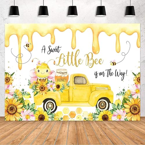 Miniatura 8 de Avezano Bumble Bee - Telones de fondo para baby shower, Little Bee is on The Way, decoraciones de fondo Oh Babee Baby Shower Party Banner para mesa