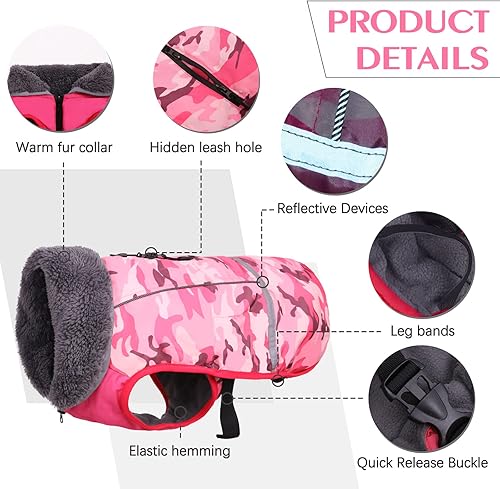 Miniatura 2 de QBLEEV Abrigo cálido para perro, chaqueta reflectante para perro, abrigo de invierno impermeable para perro, cuello alto, ropa de perro para clima