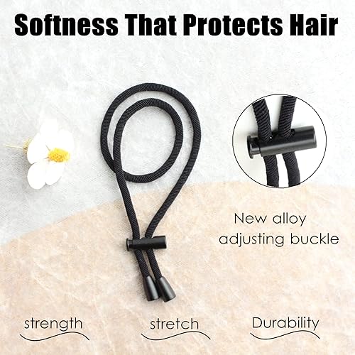 Miniatura 5 de MILAMIYA 5 lazos para coleta de caballo afro ajustables para cabello corto rizado moño largo para mujeres con cabello grueso, trenzado, rizado,
