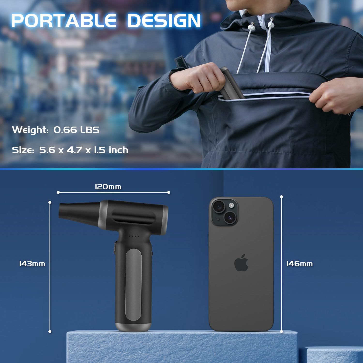 Souffleur Air Comprimé- 200 000 tr/min, souffleur sans fil ultra-puissant, rechargeable par USB, durable, 3 vitesses réglables, pour PC, clavier, extérieur, maison et voiture.
