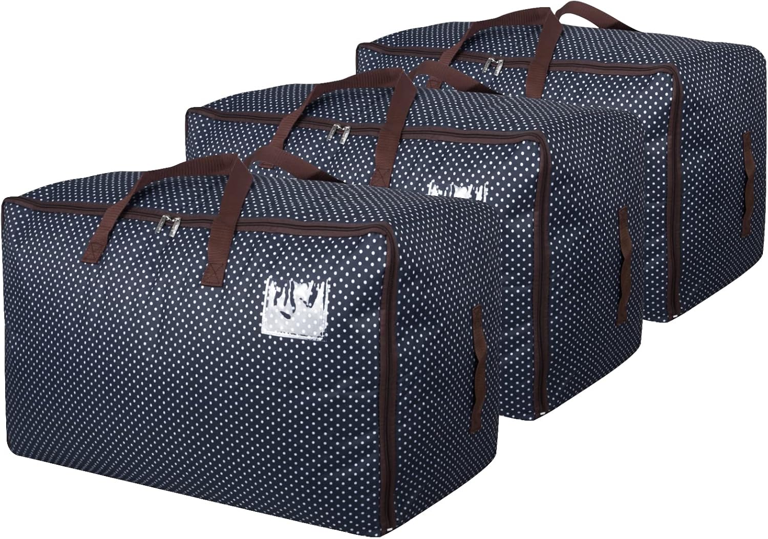 Amazon Brand – Umi Bolsa de Almacenamiento de Ropa de Gran Capacidad con Asa Reforzada,Plegable Mantas Organizador de con Cremallera Robusta para Edredones, Mantas, Ropa de Cama-Azul, 3 Piezas