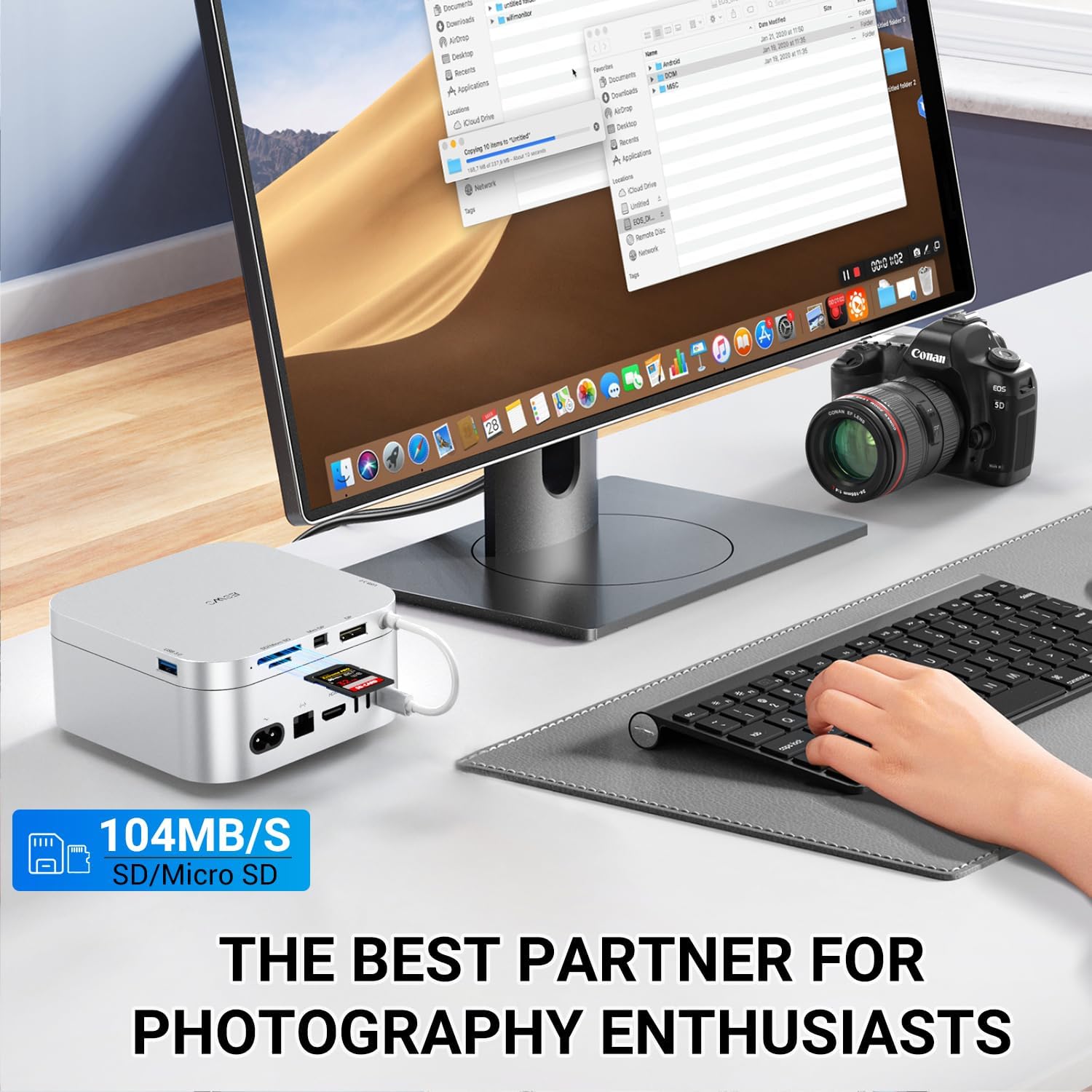 JESWO 6-in-1 USB-C Dock for Mac mini M4 – 4K@60Hz Mini DP, USB C Hub Multiport Adapter with USB C to 4K@60Hz DP, 2 USB 3.0 Ports, TF/SD Card Slot, Docking Station for Mac mini M4/M4 Pro