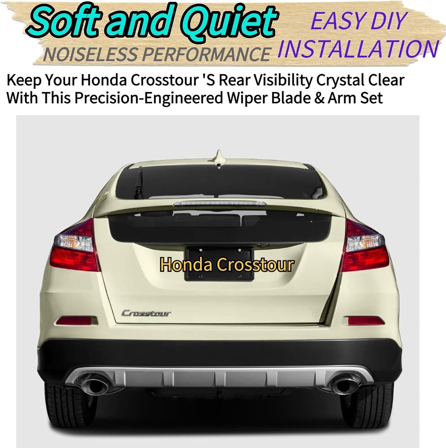 Rear Wiper Blade & Arm Replacement for Honda Crosstour Hatchback 2012-2015 2014 2013 Fit for EX, EX-L Models - All-Weather All Season Rear Back Windshield Wiper Blade Set with PTFE Coating Rubber