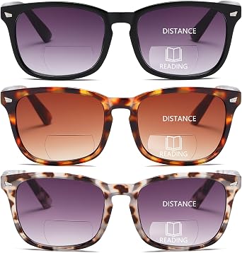 Bifocal Sunglasses For Women Classic Retro Reading Sunglasses 3 Pack UV400 Sun Readers Glasses With Metal Spring