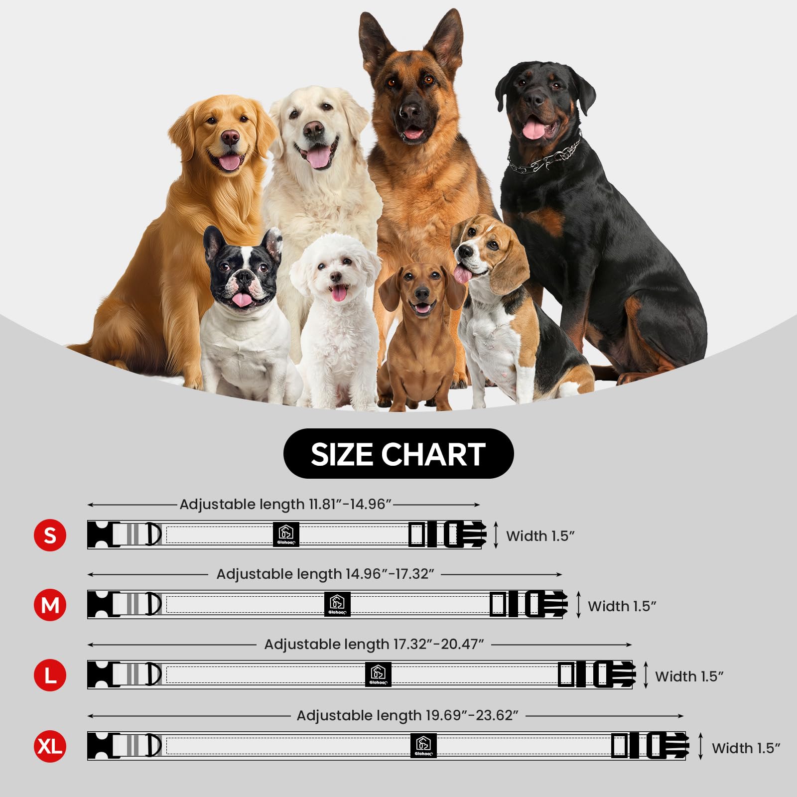 Collare per cani tattico resistente, anello a D in metallo, regolabile, resistente, con fibbia a sgancio rapido, per cani di taglia media e grande (rosa, M: 15-17)