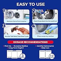 Vista 6 de Polvo Limpiador para Lavadoras Paquete de 4 - Solución de Limpieza Profunda para Lavadoras HE de Carga Superior y Frontal, Descalcificador