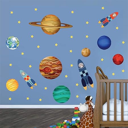 Stickers Porte Galaxie Et Planètes – Autocollant Mural Amovible 63x205 Cm – Déco Espace Et Cosmos Pour Chambre Et Salon