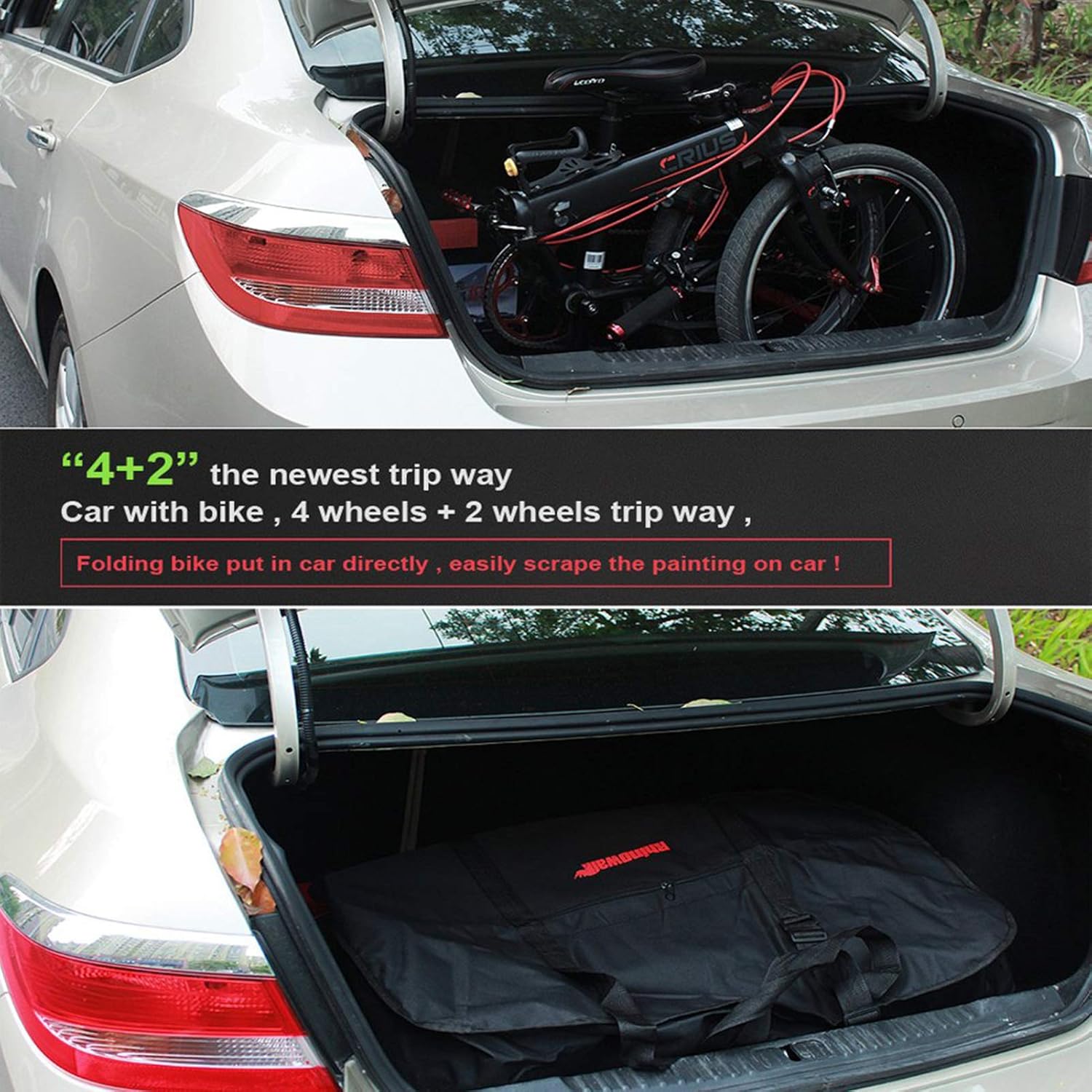 CamGo 20 Inch Folding Bike Bag   Waterproof Bicycle Travel Case Outdoors Bike Transport Bag for Cars Train Air Travel Photo