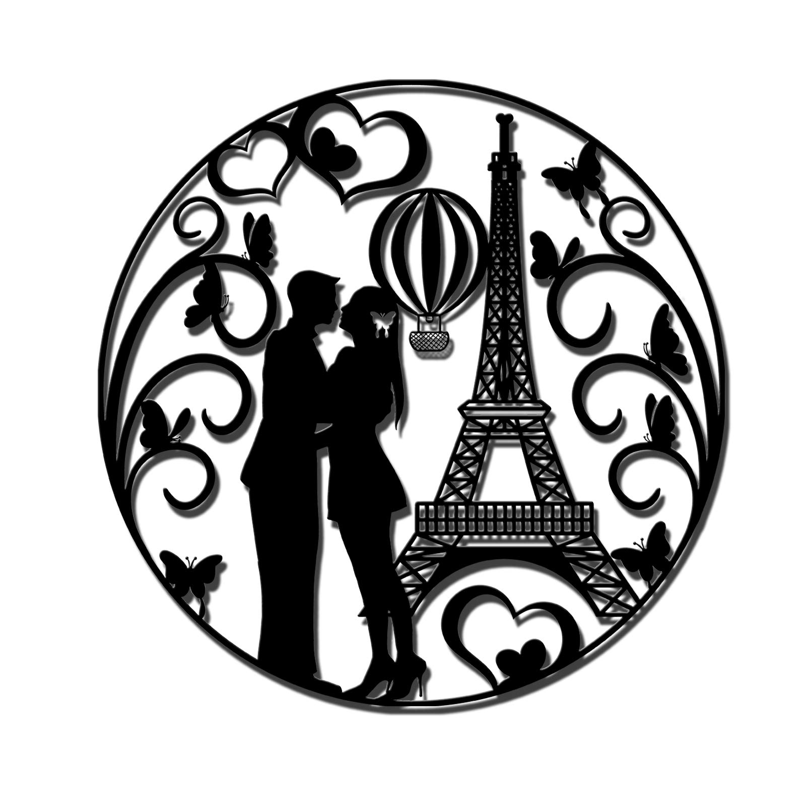 Buy YILI RyounoArt Paris Metal Wall Decor Love Kiss with Eiffel Tower