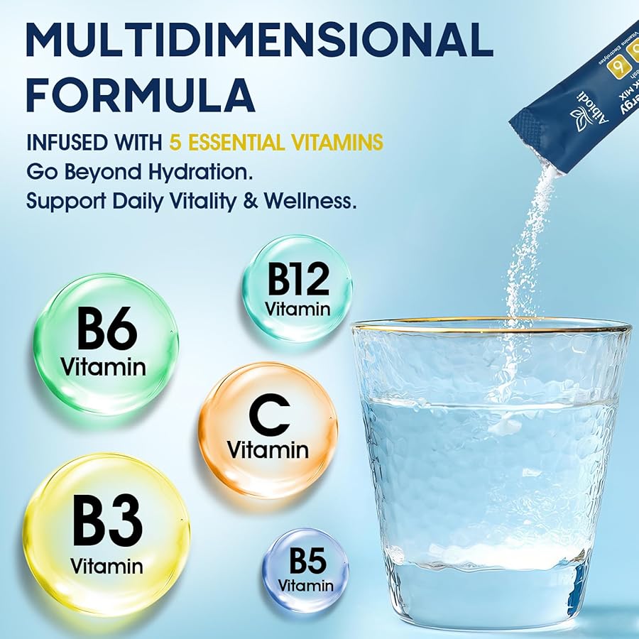 Aibiodi Electrolytes Powder Packets - Sugar Free & Zero Calorie Liquid Daily IV Drink Mix - Instant Hydration & Energy Supplement with 6 Electrolytes and 5 Vitamins, Keto Friendly & Vegan - 12 Sticks - image 5