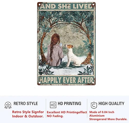 Miniatura 5 de THUANCKY Letrero retro de hojalata Jack Russell and She Lived Happily Ever After Home Yard Garden Door - Letrero de metal de 8 x 12 pulgadas
