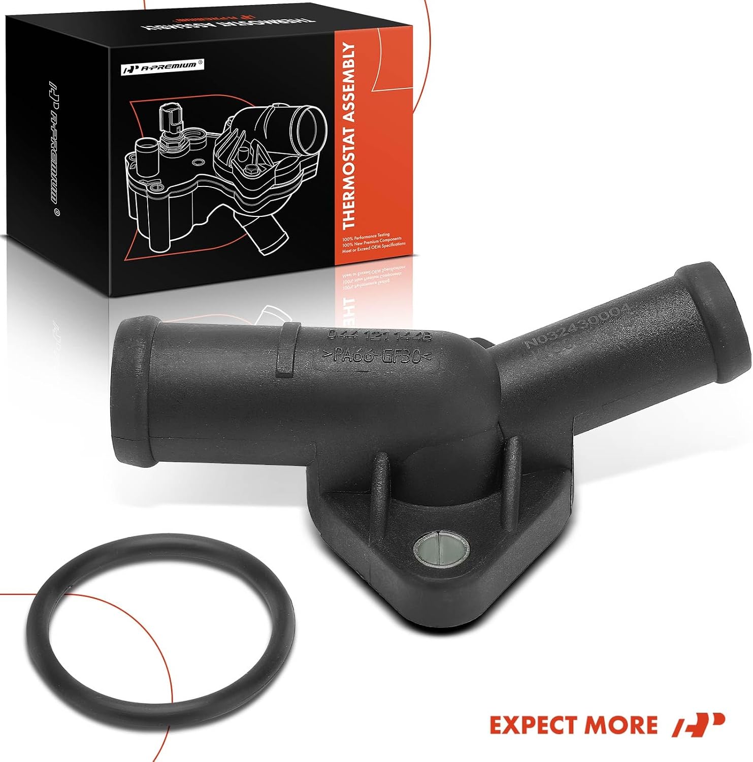 A-Premium Engine Coolant Thermostat Housing Water Outlet [with Seal] Compatible with Volkswagen - Jetta 2004 2005, 1.9L - Rear Outer Side, Automatic Transmission, Diesel