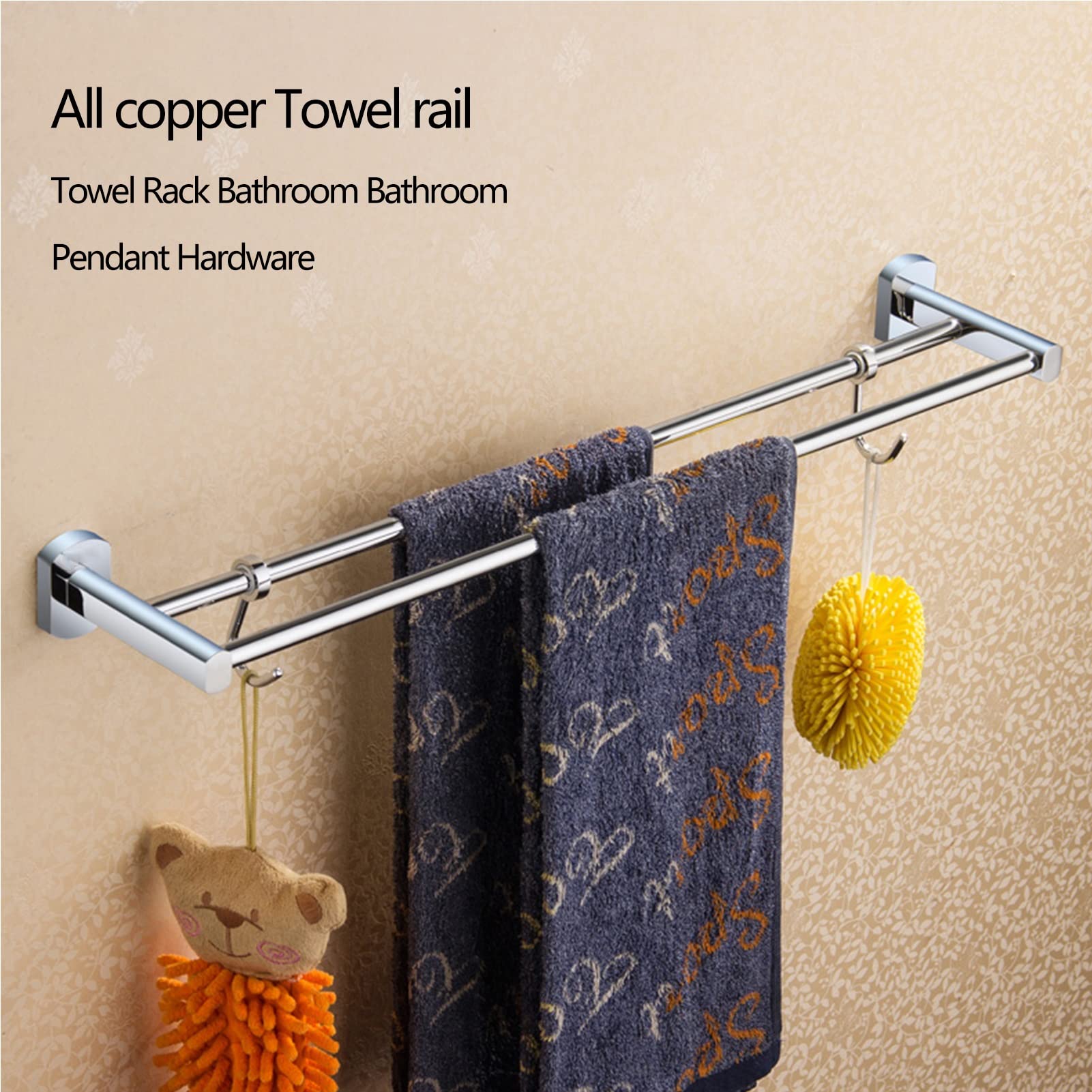 Anilla para Toallas Toallero montado en la Pared de 2 Niveles Cobre, rieles Multicolores 30-100cm for Cocina y baño(30cm)