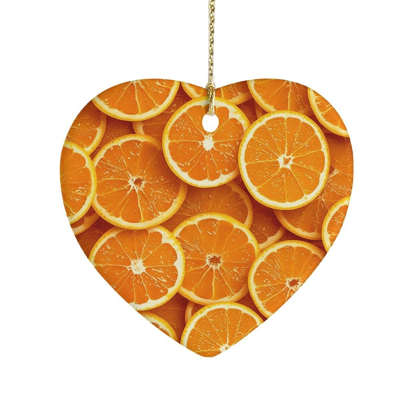 Fekiloot Style Orange Slices Ceramic Ornament Home Decor Keepsake