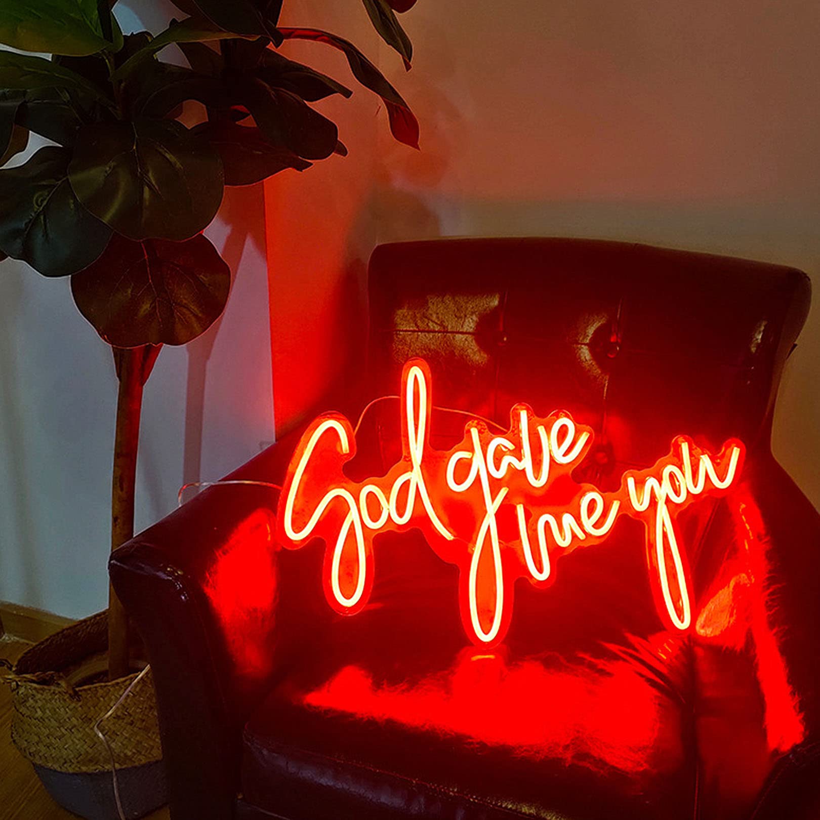 Letreros de neón Big God Gave Me You Words Lámpara LED Sign Decoración de pared para boda Recepción Fiesta Bar Pub Hogar Oficina Sala de estar Navidad