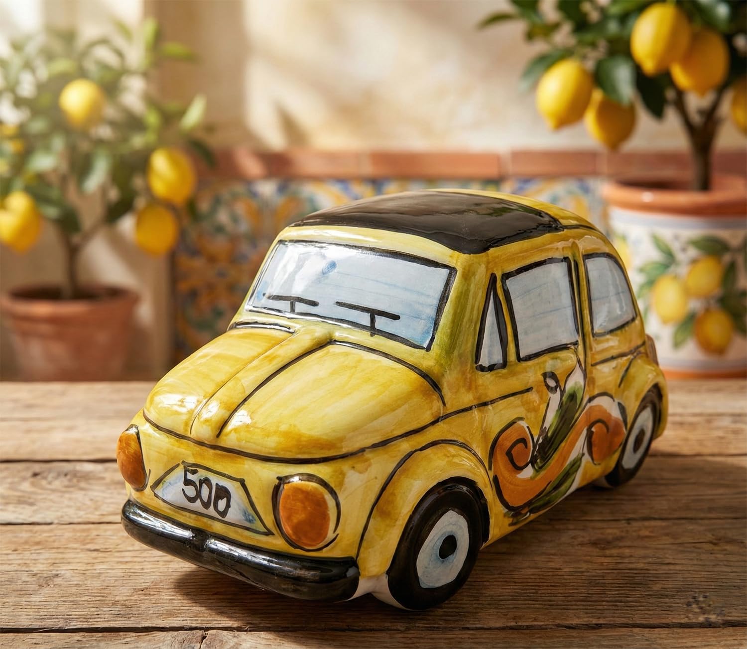 Voiture en céramique sicilienne de caltagirone un voyage artisanal coloré unique