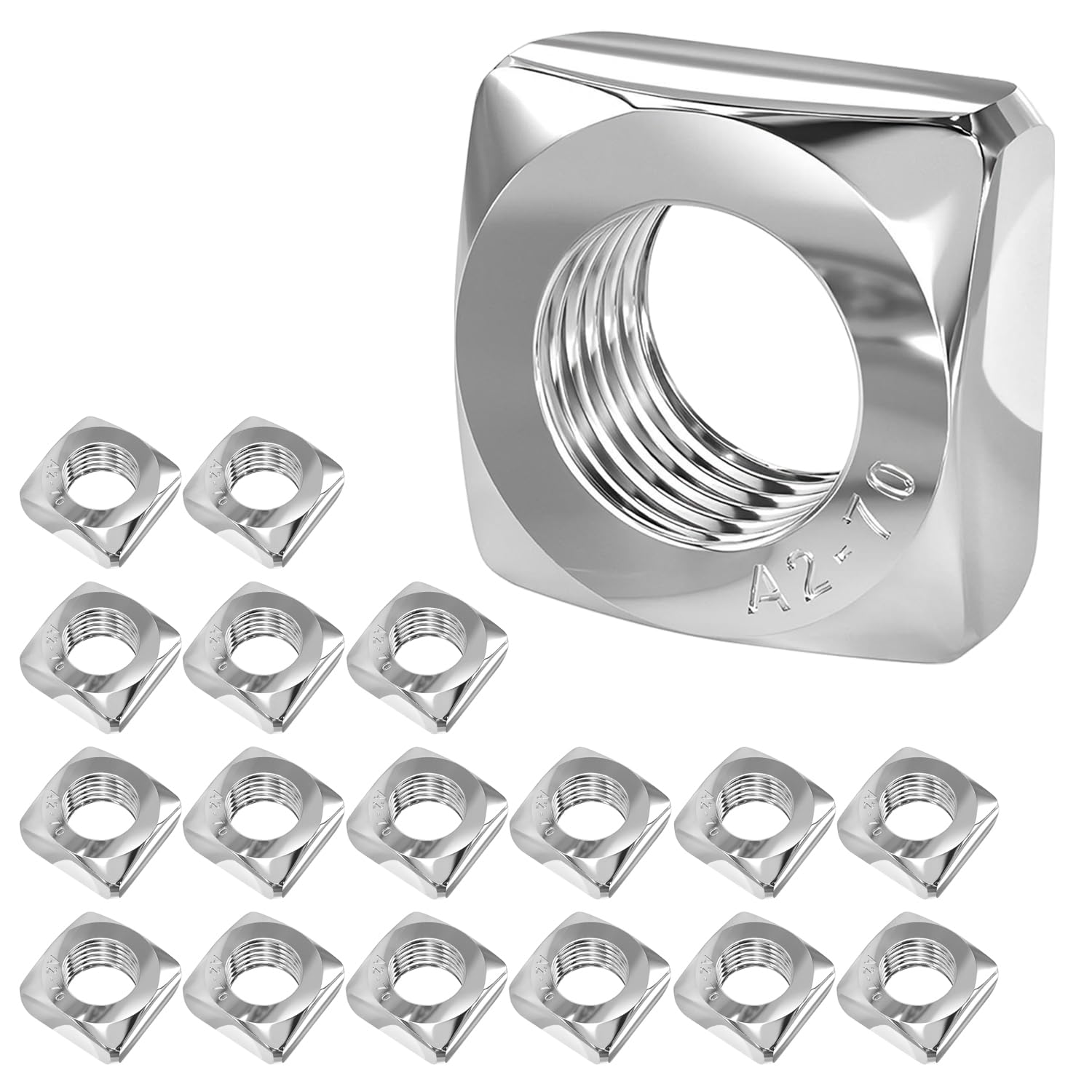Qrity 20 Pezzi Dadi Quadrati M8 x 13 mm x 6 mm in Acciaio Inossidabile 304, Dado per Giunti e Montaggio Mobili in Legno